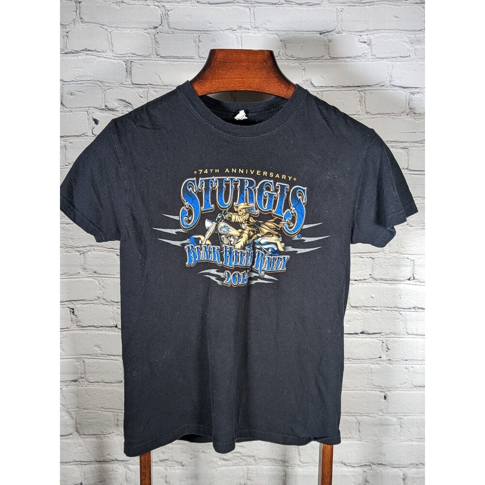 Sturgis Black Hills Rally 2014 74th Anniversary T-Shirt XS Black Double Side USA